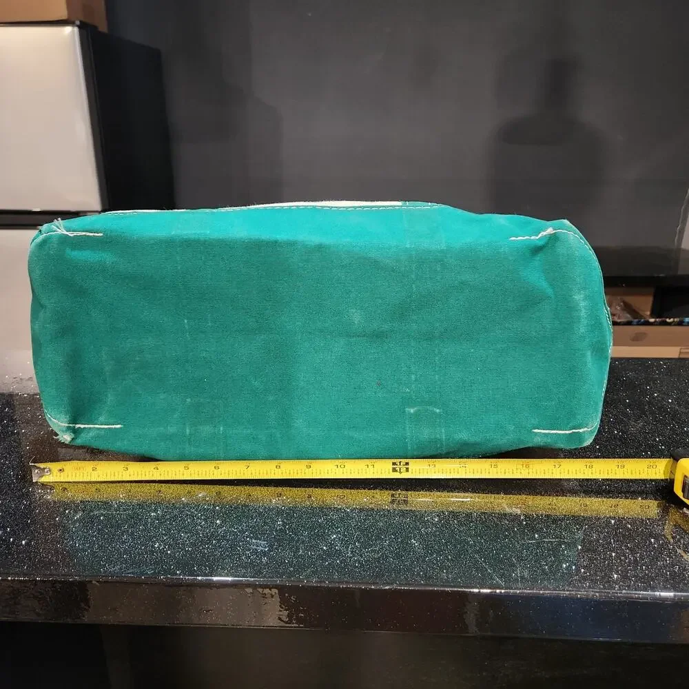 VTG 80s LL Bean Boat &‎ Tote Sawtooth Canvas Bag Ivory Green Trim NWT L Large - Picture 11 of 14